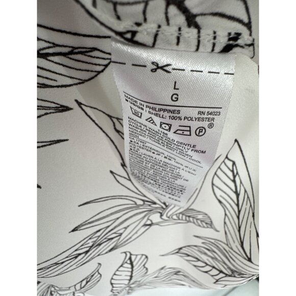 Banana Republic blouse top womens size large Leaf Print Short Sleeve semi sheer - Picture 3 of 5